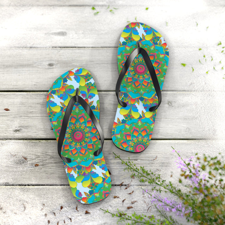 Colorful Mandala Flip Flops - Bohemian Beach Style Shoes - Blululi