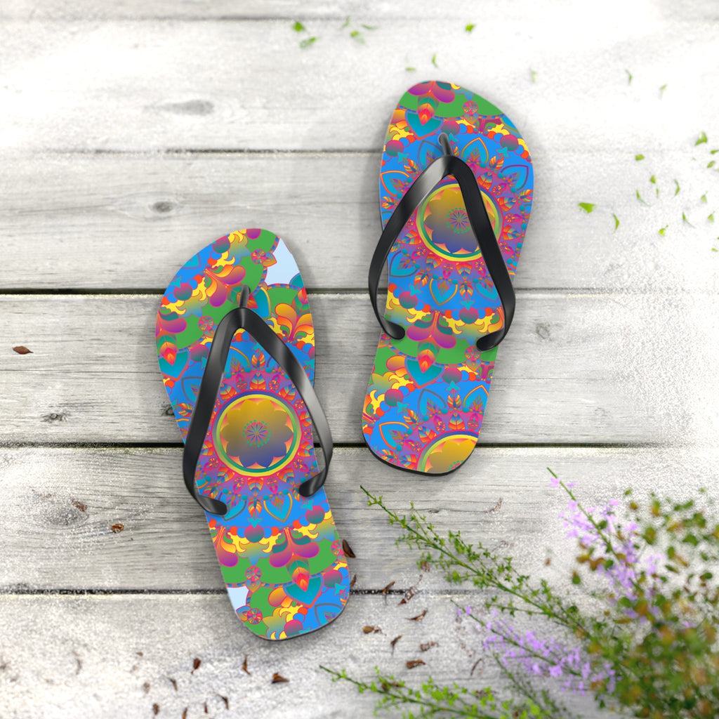 Colorful Mandala Flip Flops - Bohemian Beach Style Shoes - Blululi