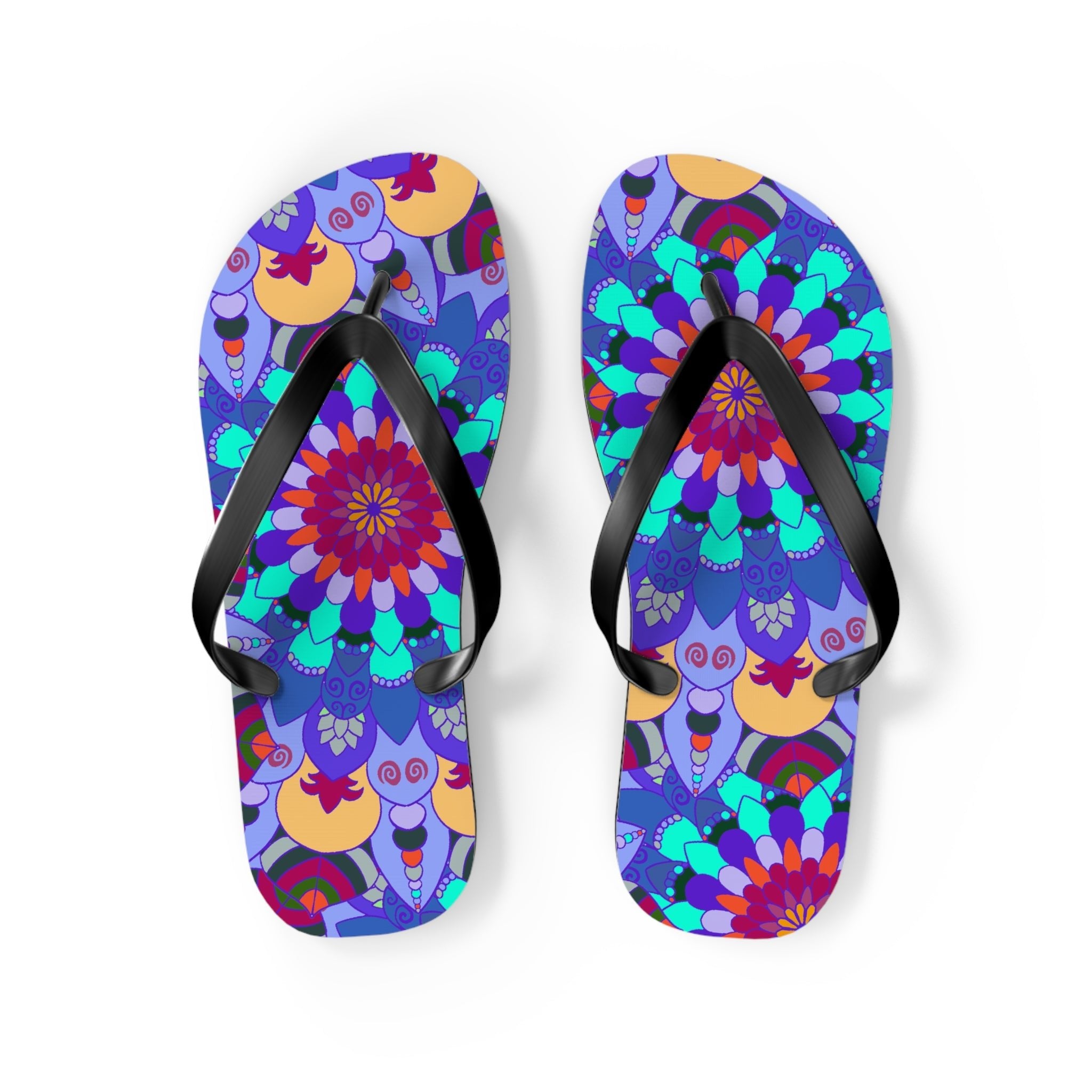 Colorful Mandala Flip Flops - Bohemian Beach Style Shoes - Blululi