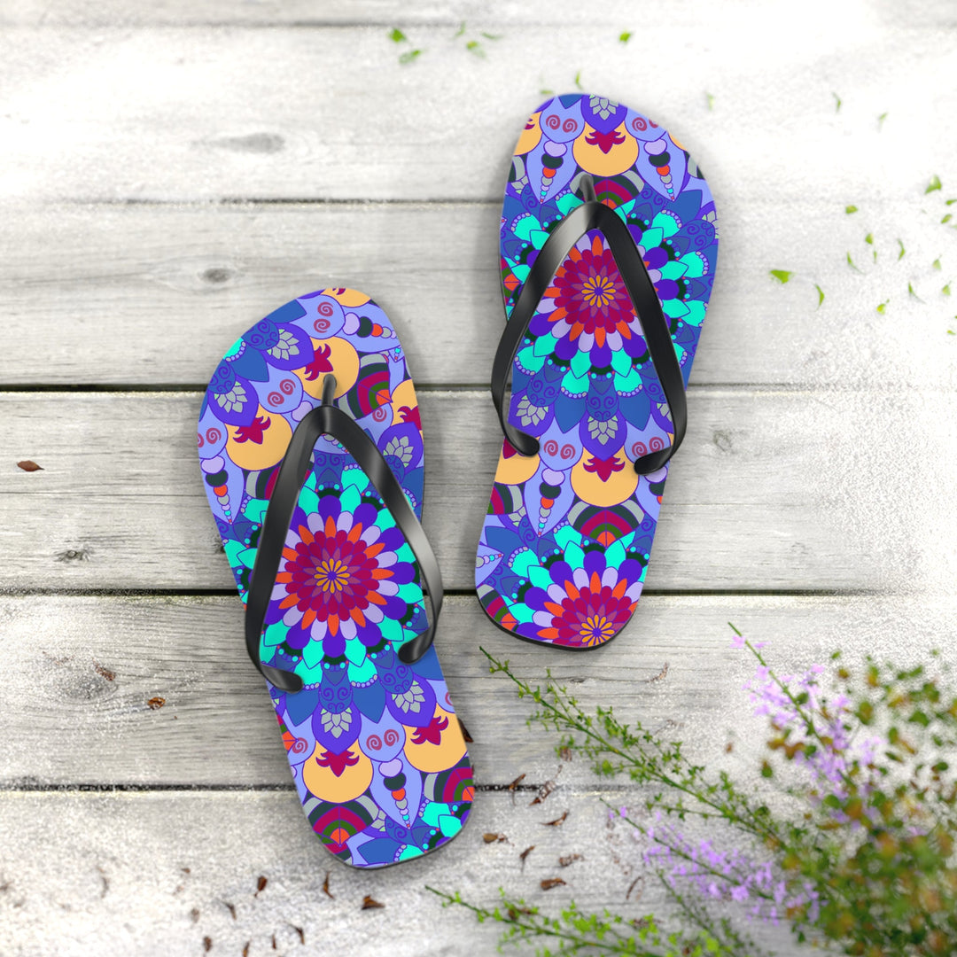 Colorful Mandala Flip Flops - Bohemian Beach Style Shoes - Blululi