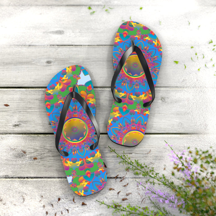 Colorful Mandala Flip Flops - Bohemian Beach Style Shoes - Blululi