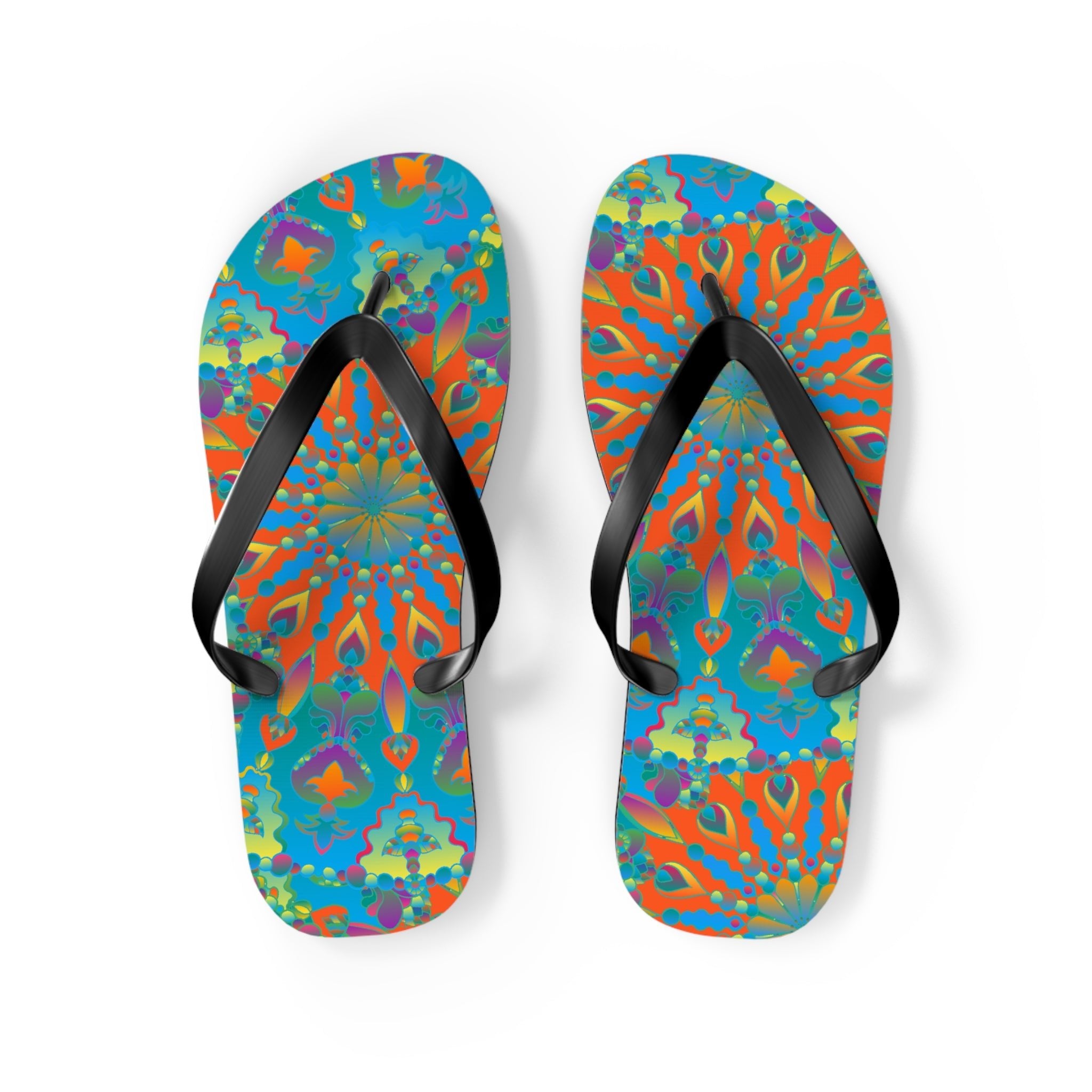 Colorful Mandala Flip Flops - Bohemian Beach Style Shoes - Blululi