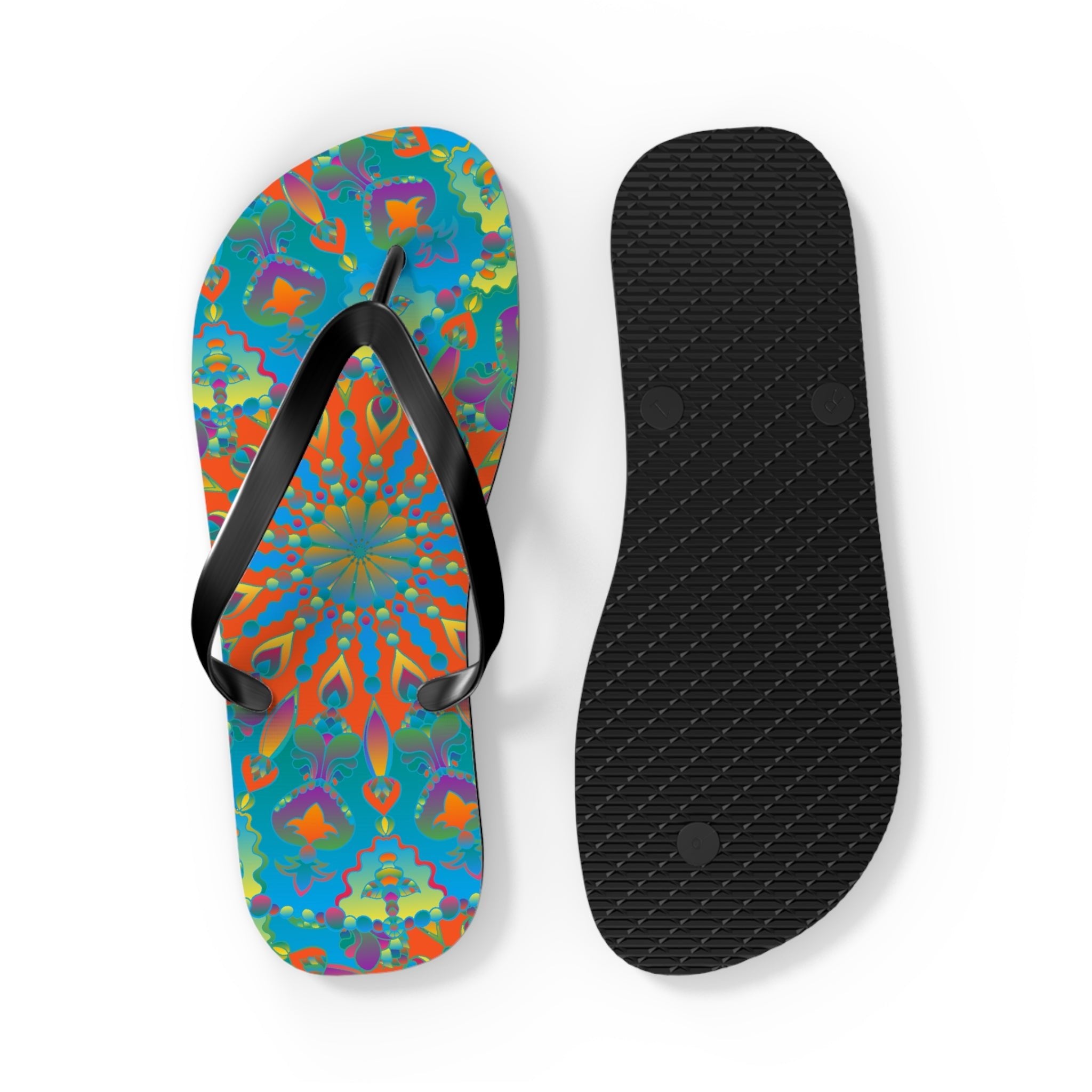 Colorful Mandala Flip Flops - Bohemian Beach Style Shoes - Blululi