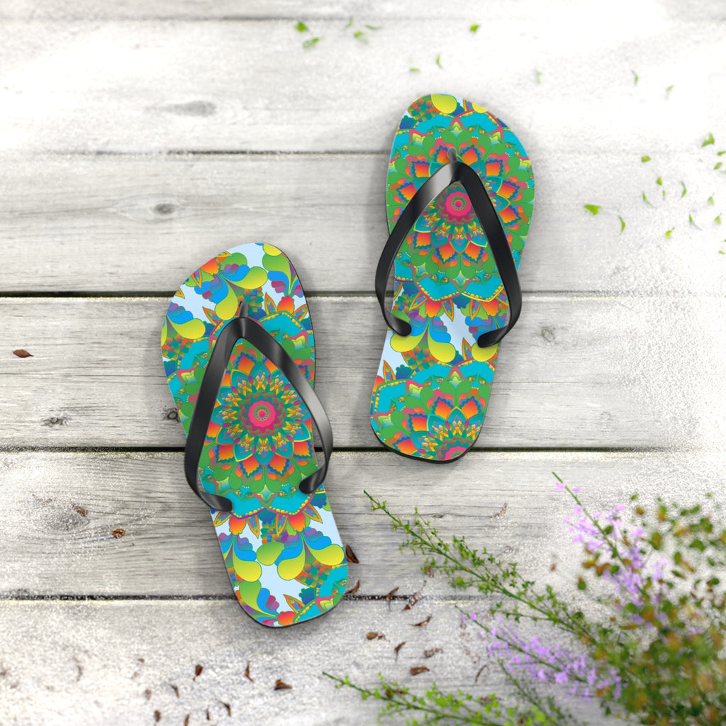 Colorful Mandala Flip Flops - Bohemian Beach Style Shoes - Blululi