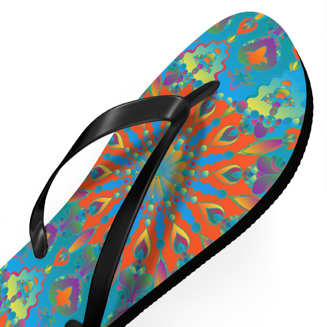 Colorful Mandala Flip Flops - Bohemian Beach Style Shoes - Blululi