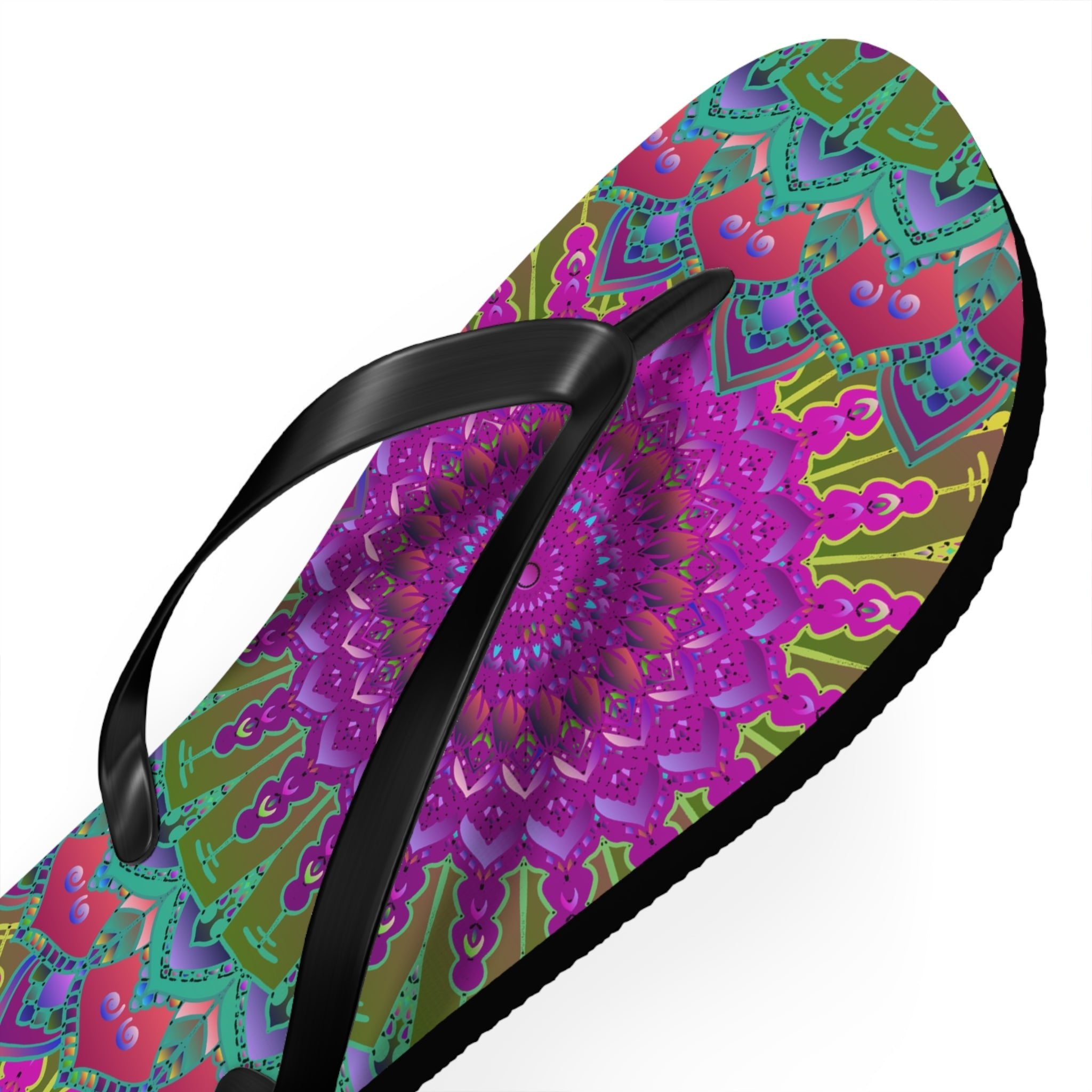 Colorful Mandala Flip Flops - Bohemian Beach Style Shoes - Blululi