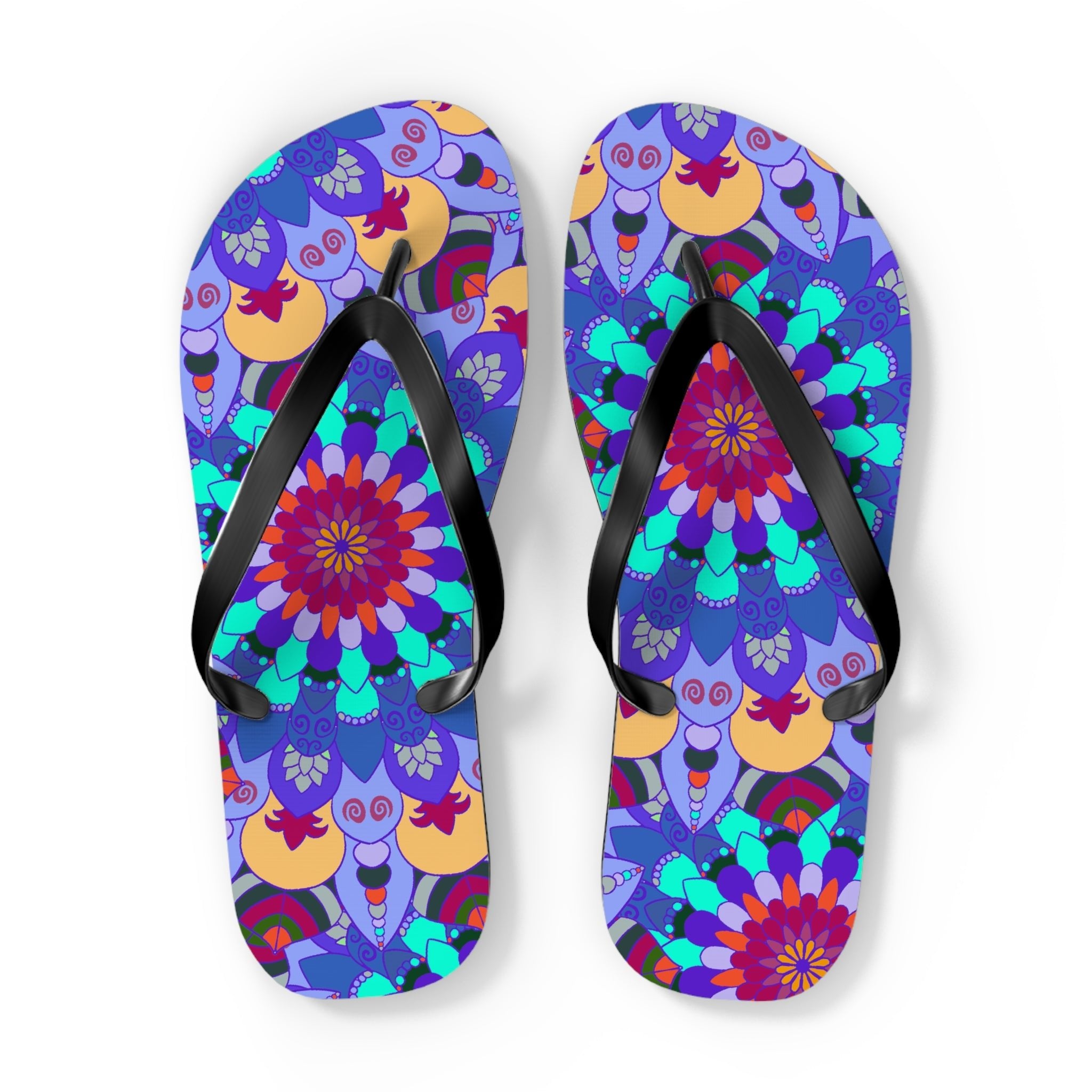 Colorful Mandala Flip Flops - Bohemian Beach Style Shoes - Blululi