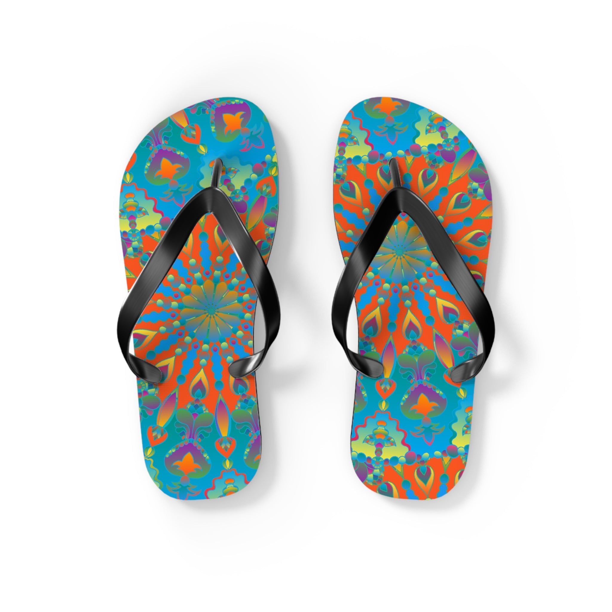 Colorful Mandala Flip Flops - Bohemian Beach Style Shoes - Blululi