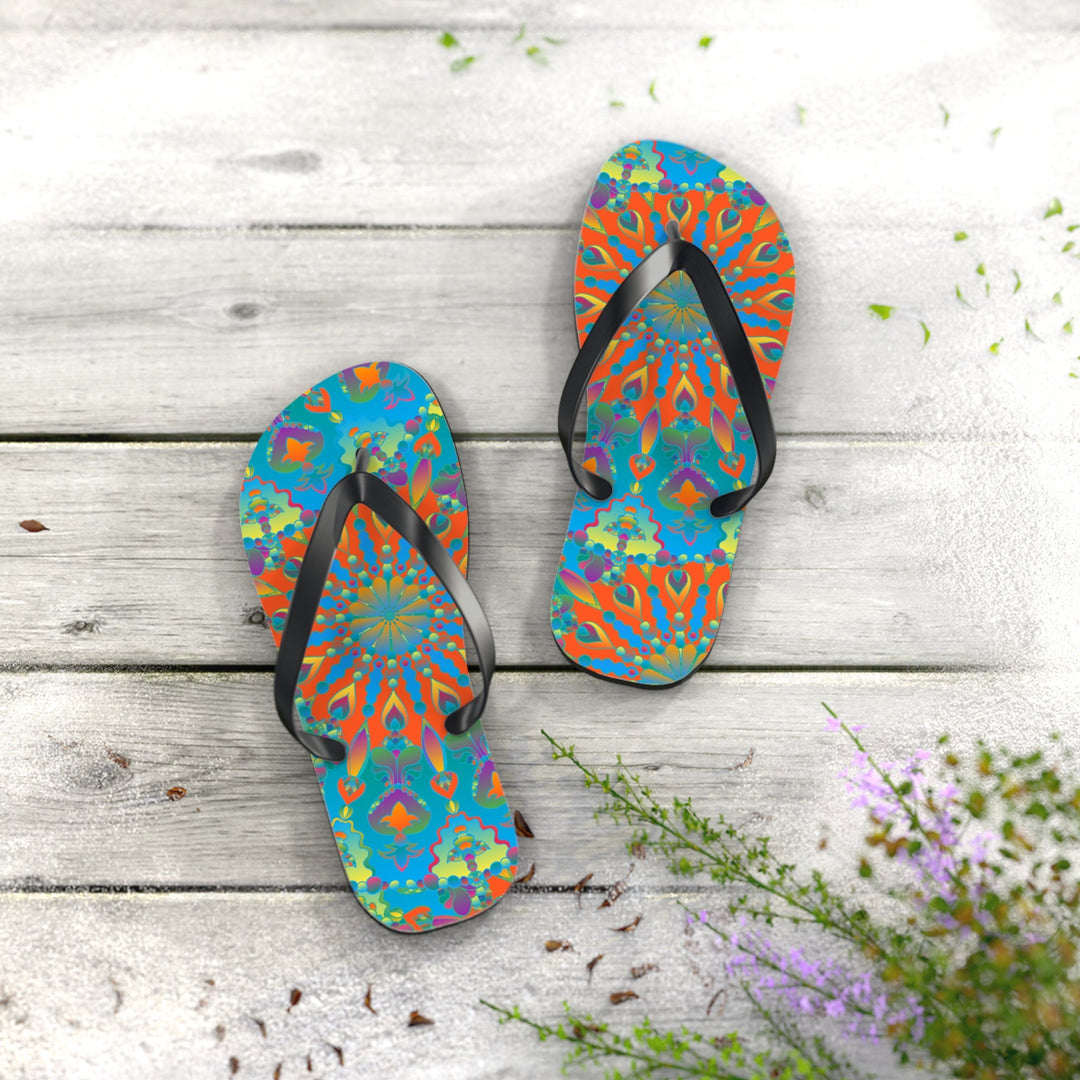 Colorful Mandala Flip Flops - Bohemian Beach Style Shoes - Blululi