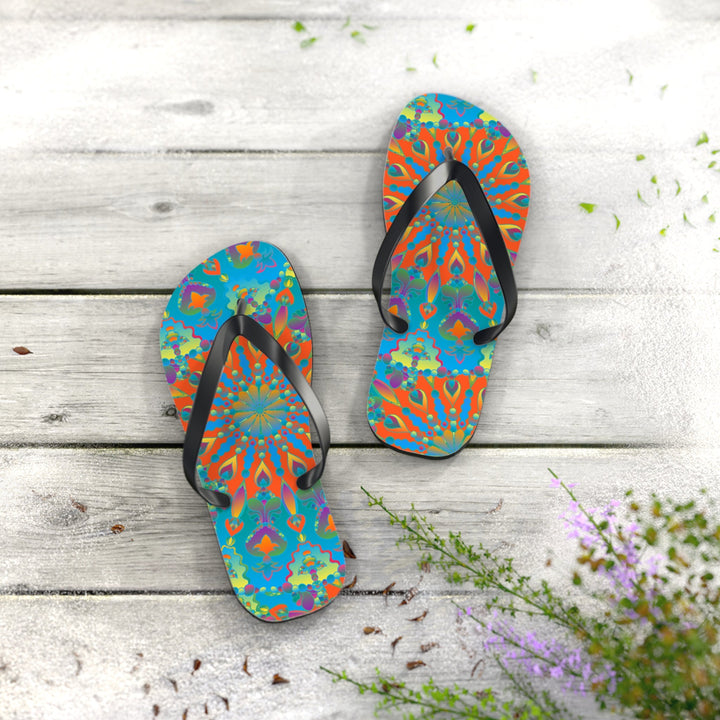 Colorful Mandala Flip Flops - Bohemian Beach Style Shoes - Blululi