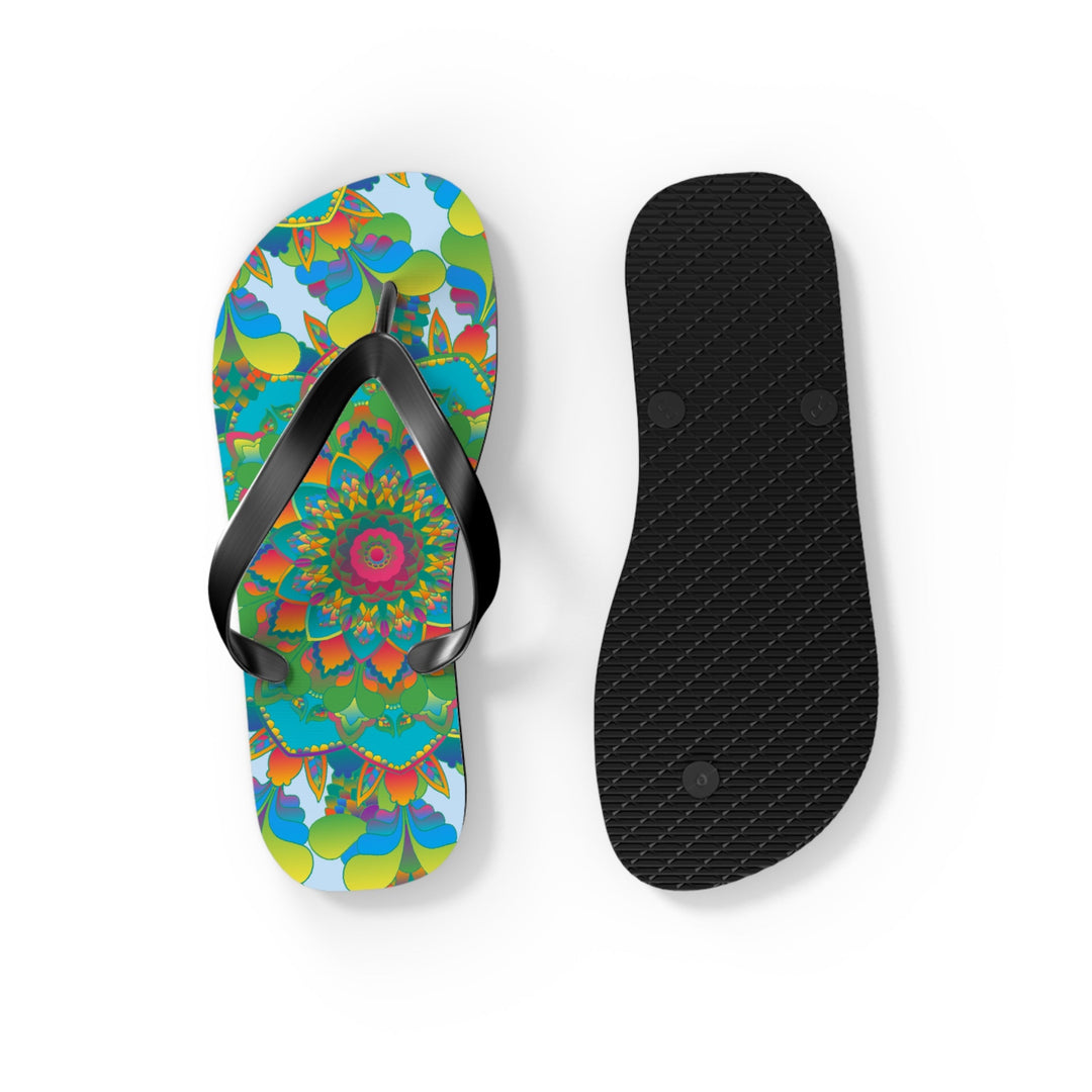 Colorful Mandala Flip Flops - Bohemian Beach Style Shoes - Blululi