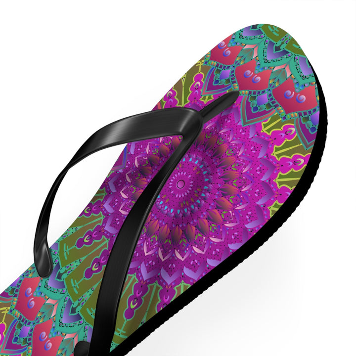 Colorful Mandala Flip Flops - Bohemian Beach Style Shoes - Blululi