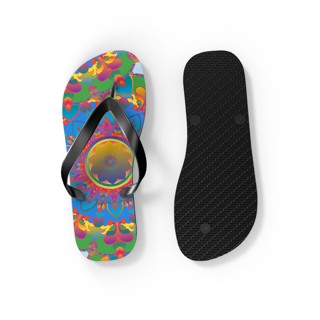 Colorful Mandala Flip Flops - Bohemian Beach Style Shoes - Blululi