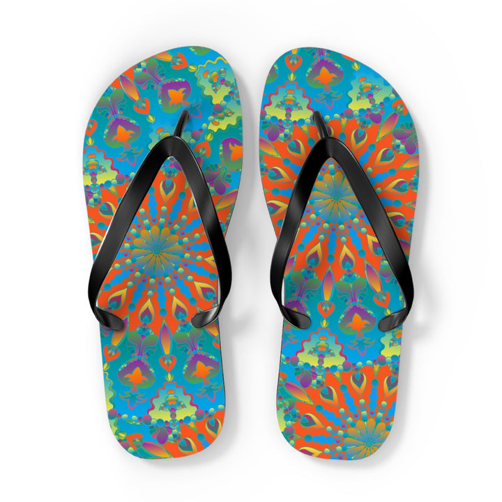 Colorful Mandala Flip Flops - Bohemian Beach Style Shoes - Blululi