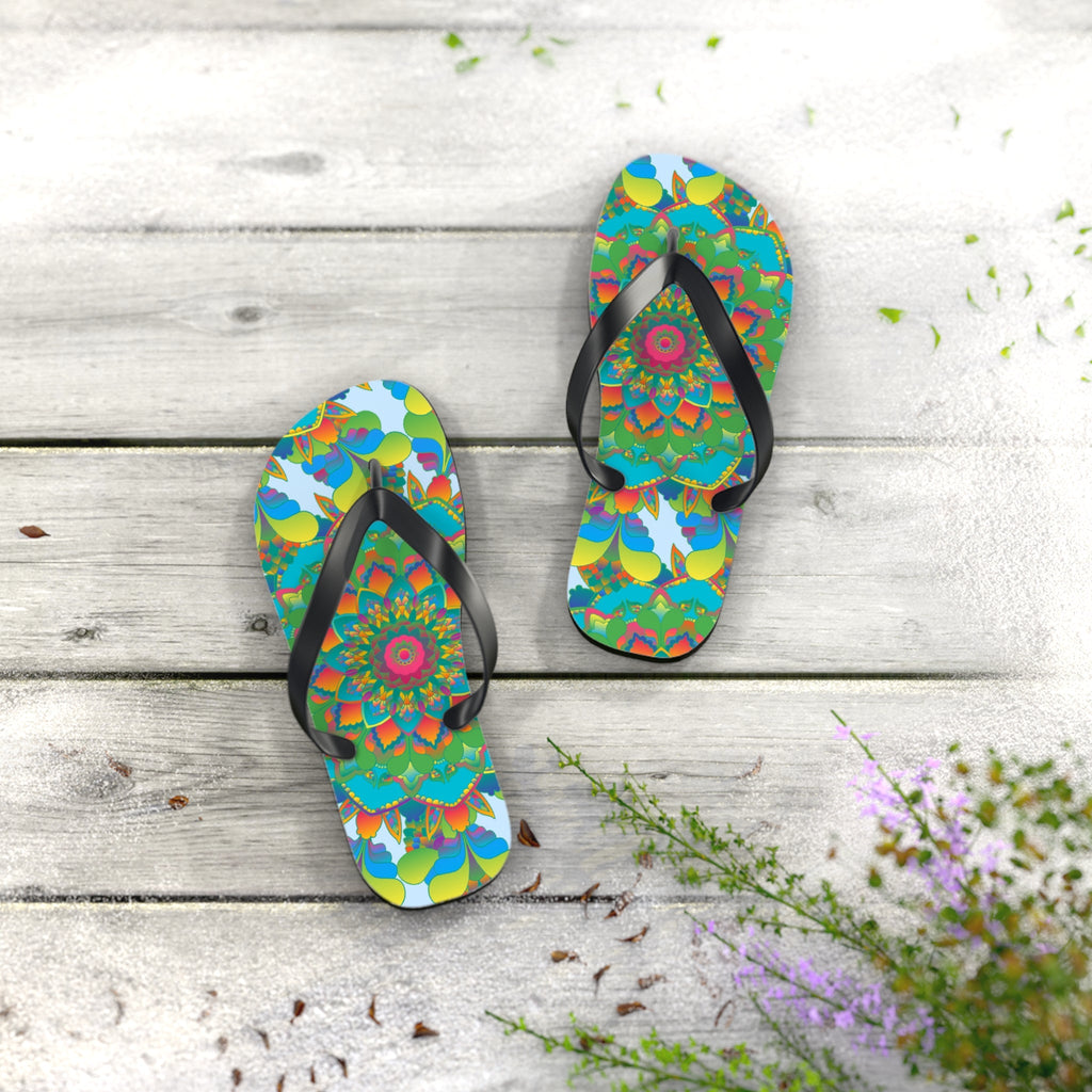 Colorful Mandala Flip Flops - Bohemian Beach Style Shoes - Blululi