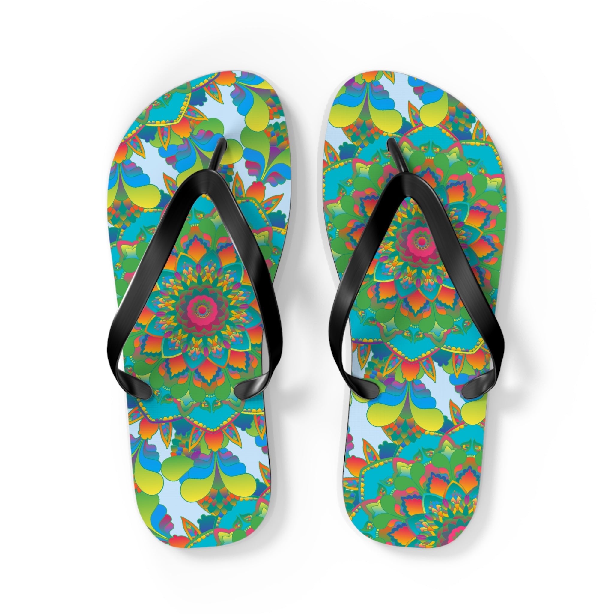 Colorful Mandala Flip Flops - Bohemian Beach Style Shoes - Blululi