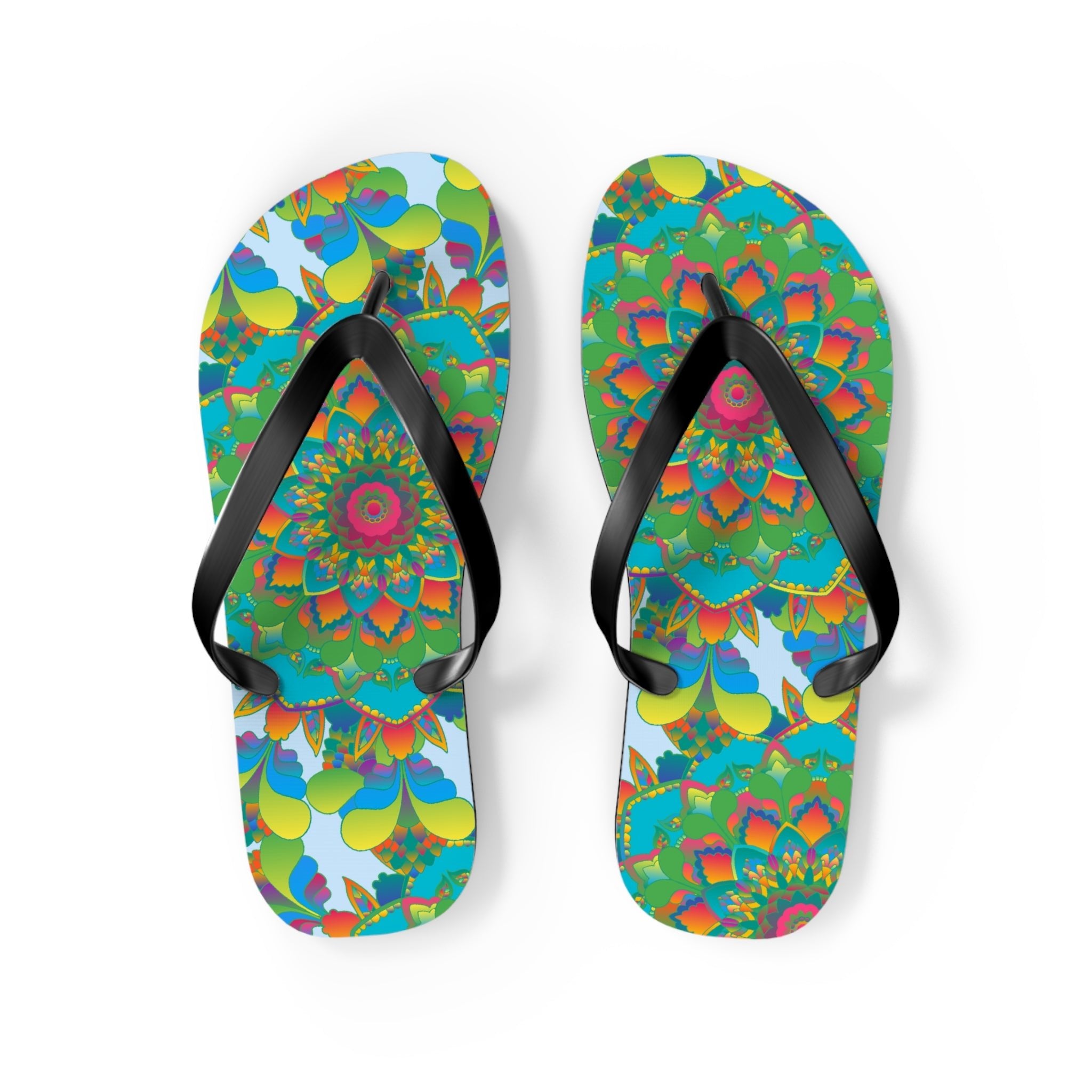 Colorful Mandala Flip Flops - Bohemian Beach Style Shoes - Blululi