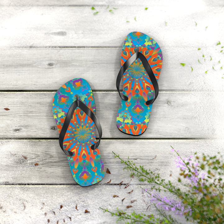 Colorful Mandala Flip Flops - Bohemian Beach Style Shoes - Blululi