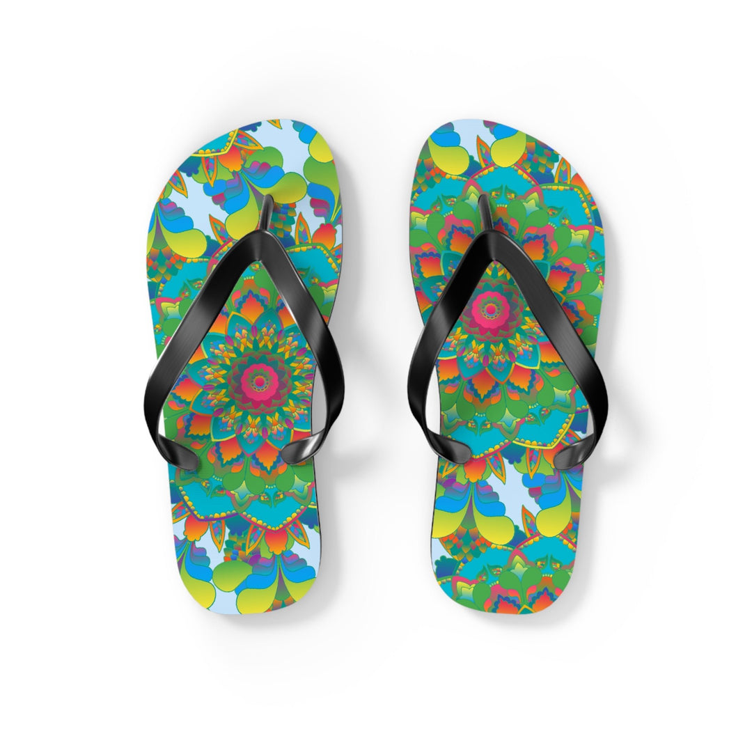 Colorful Mandala Flip Flops - Bohemian Beach Style Shoes - Blululi