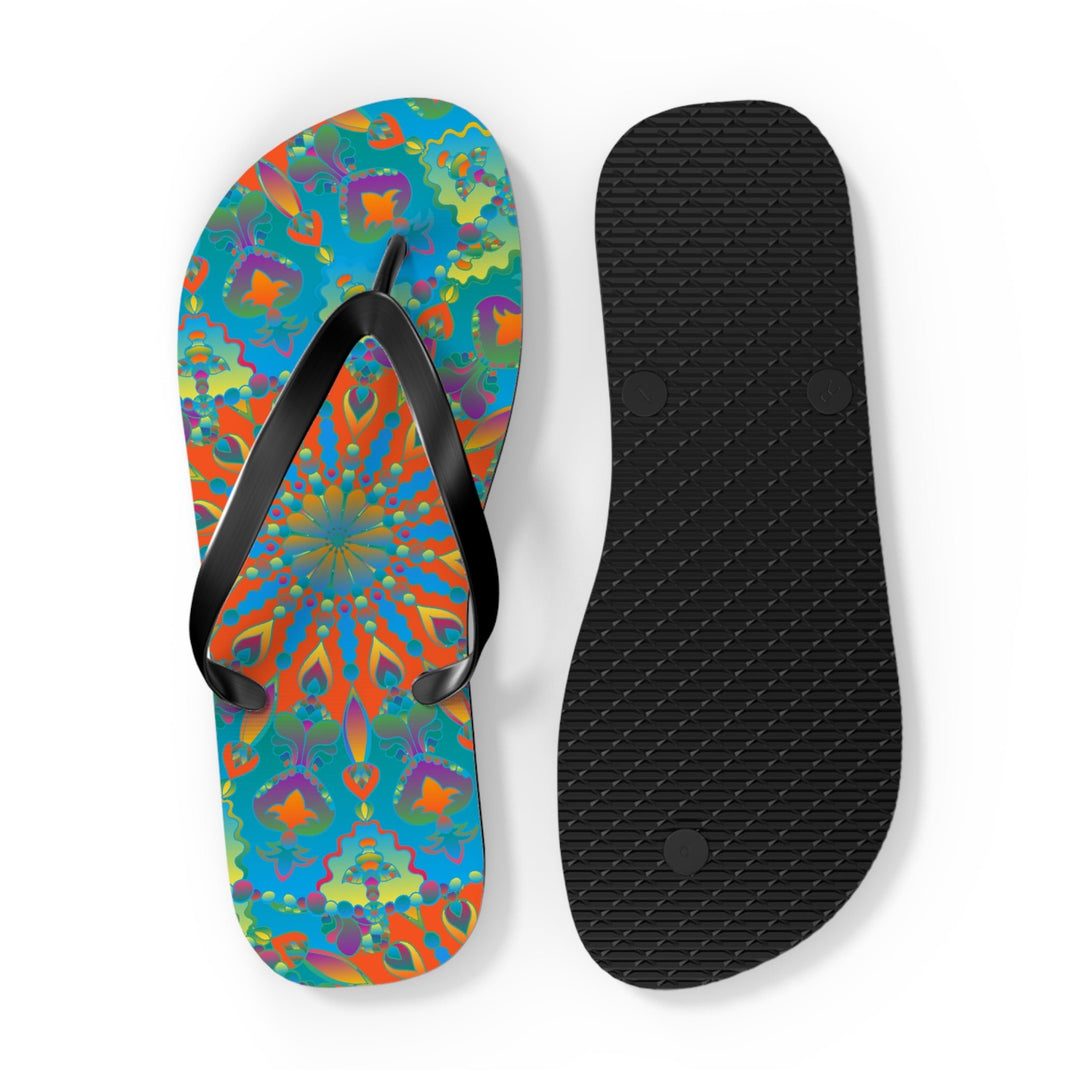 Colorful Mandala Flip Flops - Bohemian Beach Style Shoes - Blululi