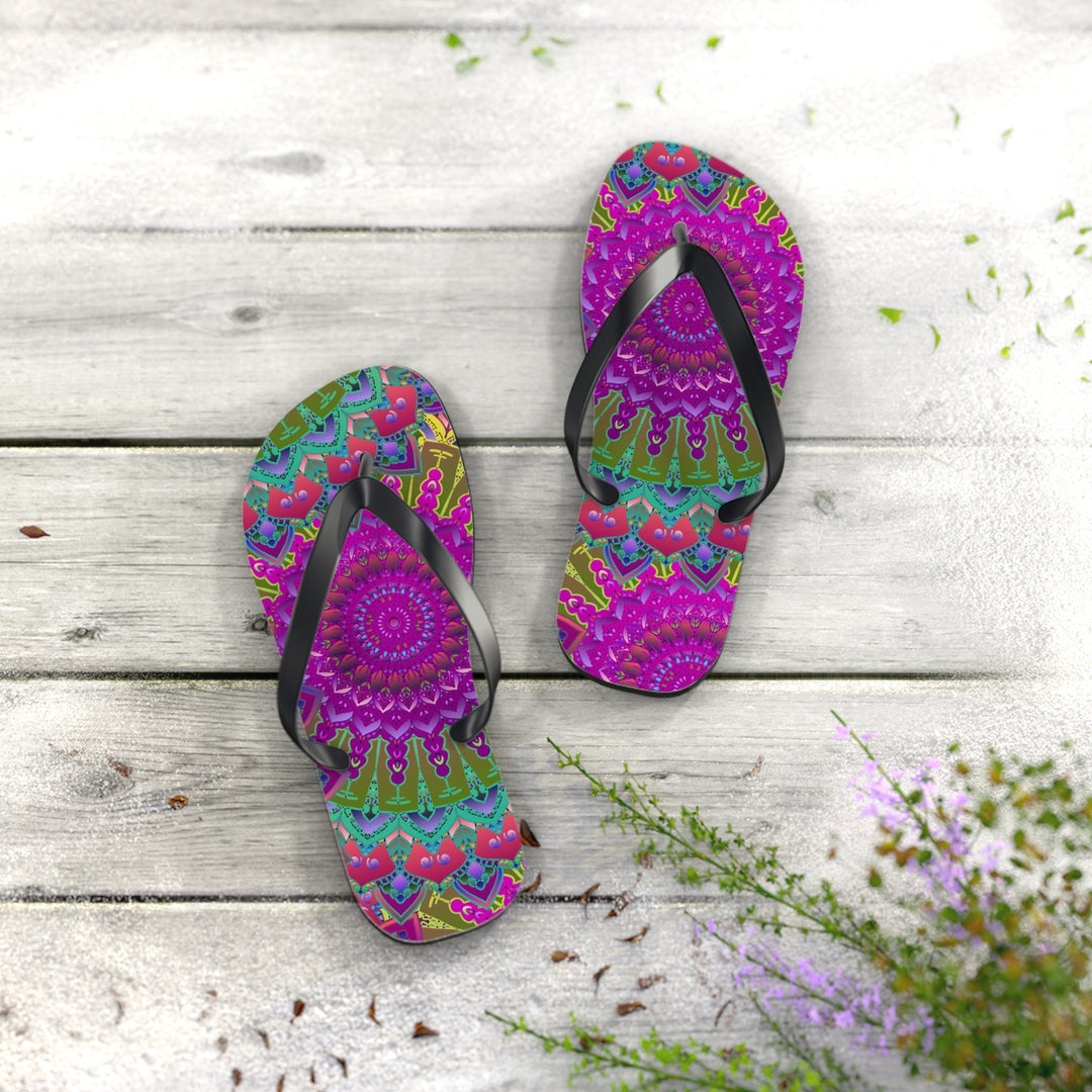 Colorful Mandala Flip Flops - Bohemian Beach Style Shoes - Blululi