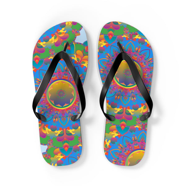 Colorful Mandala Flip Flops - Bohemian Beach Style Shoes - Blululi