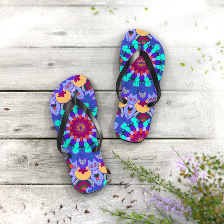 Colorful Mandala Flip Flops - Bohemian Beach Style Shoes - Blululi