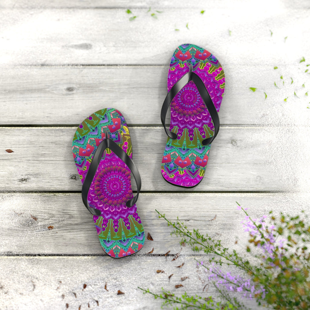 Colorful Mandala Flip Flops - Bohemian Beach Style Shoes - Blululi