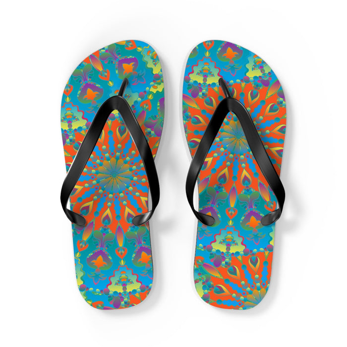 Colorful Mandala Flip Flops - Bohemian Beach Style Shoes - Blululi