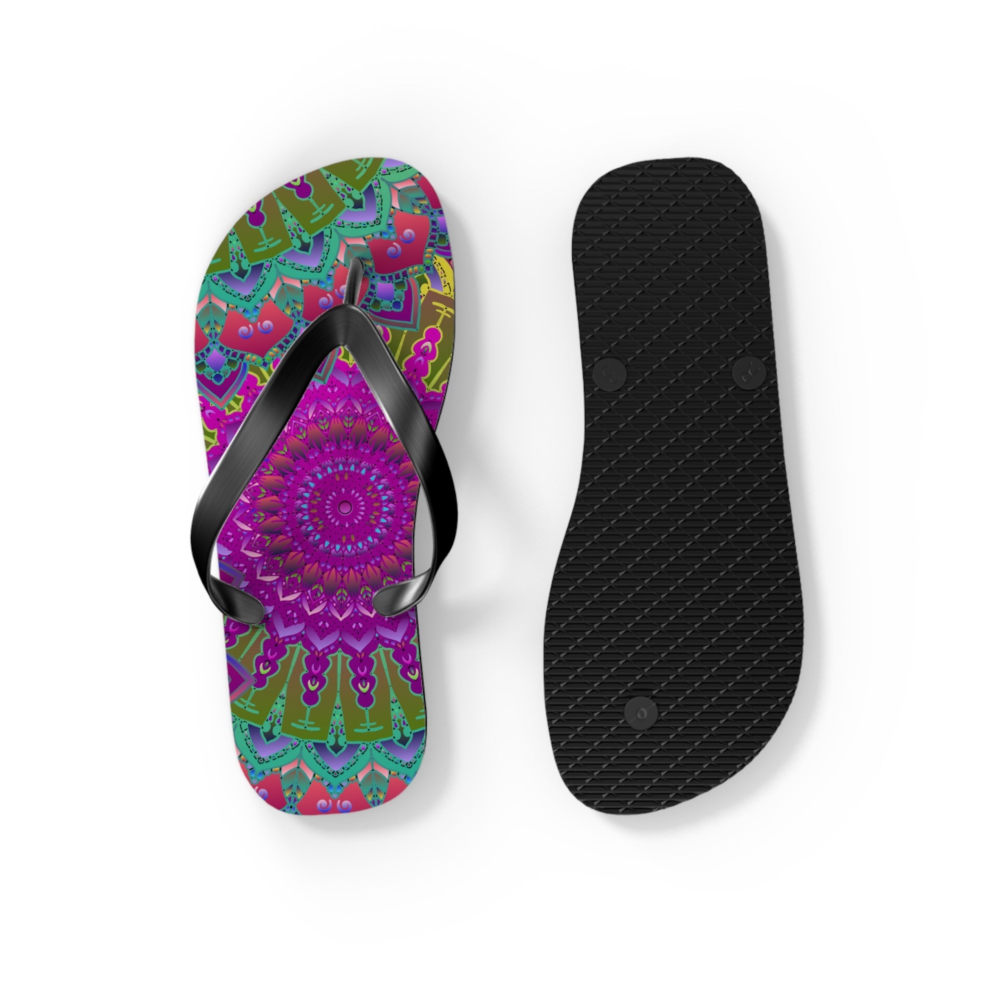 Colorful Mandala Flip Flops - Bohemian Beach Style Shoes - Blululi