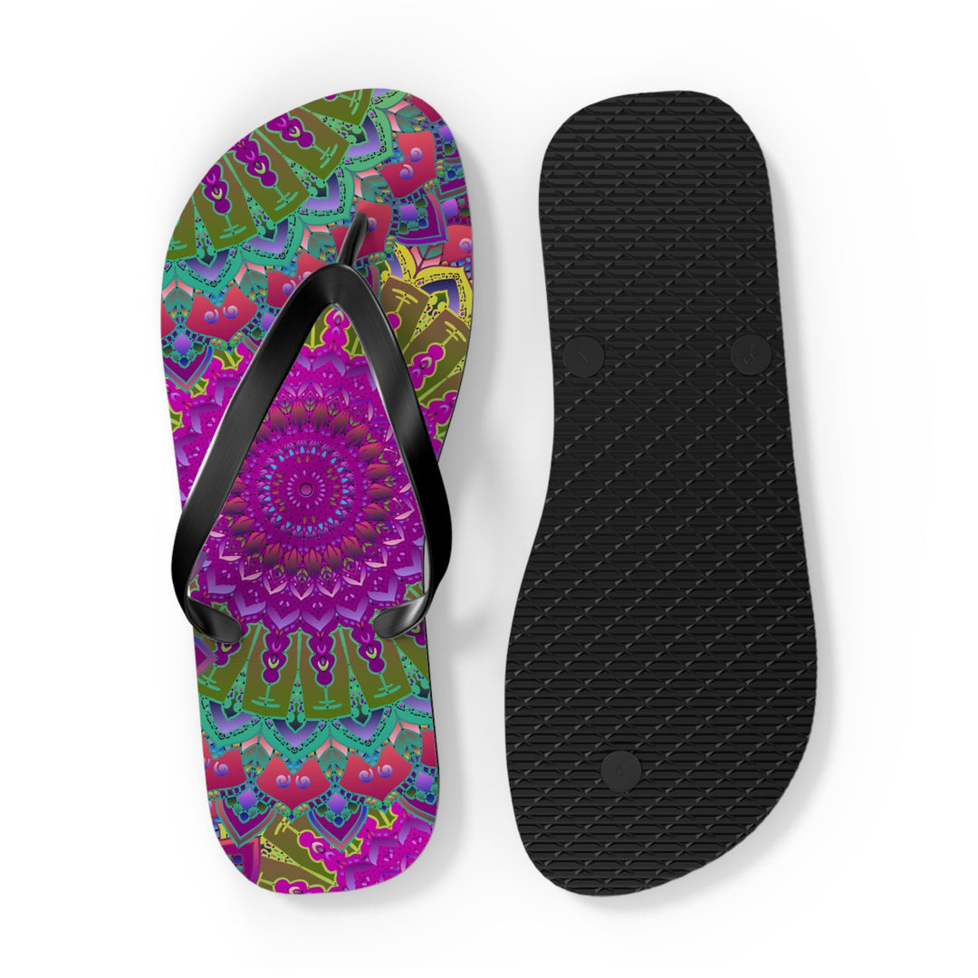 Colorful Mandala Flip Flops - Bohemian Beach Style Shoes - Blululi