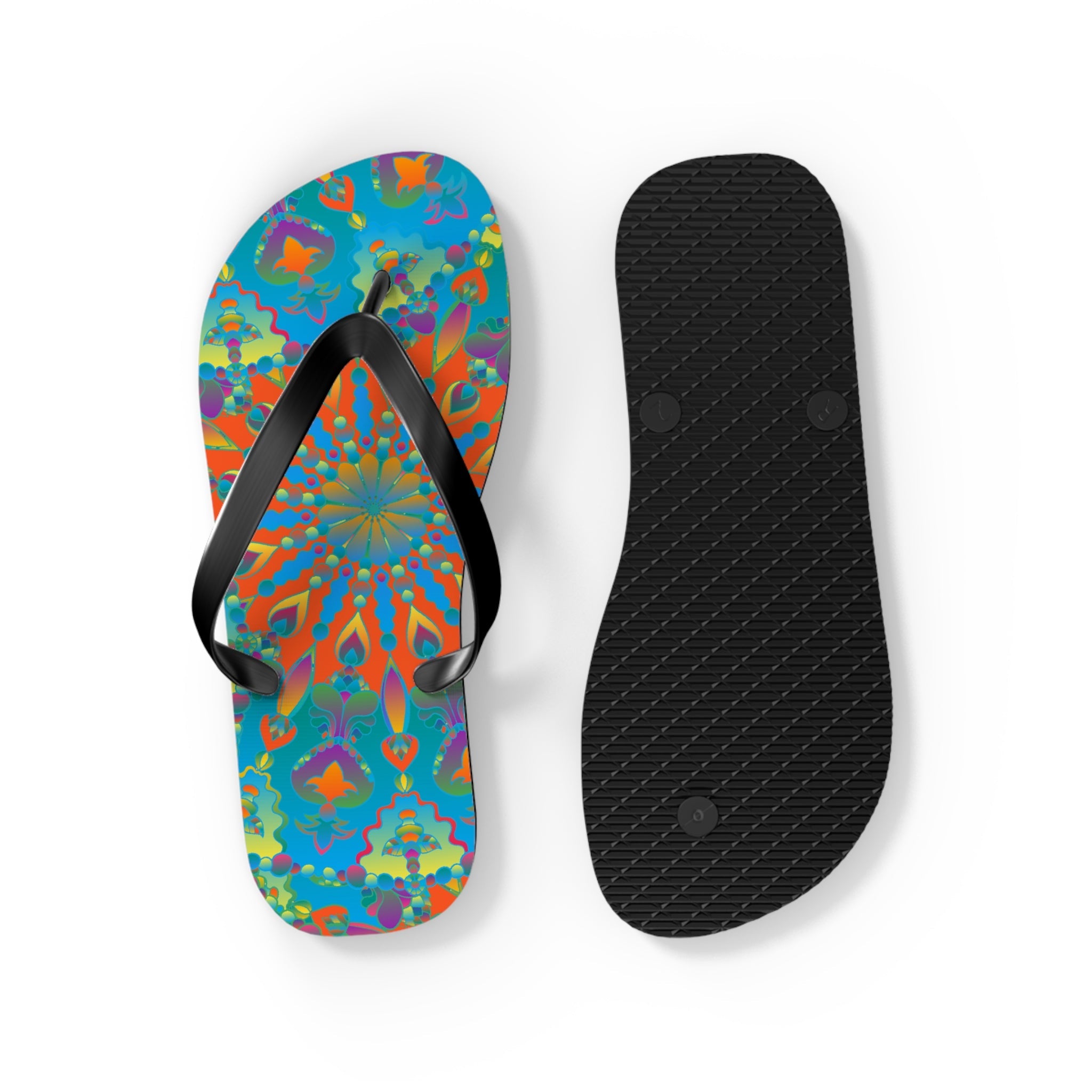 Colorful Mandala Flip Flops - Bohemian Beach Style Shoes - Blululi