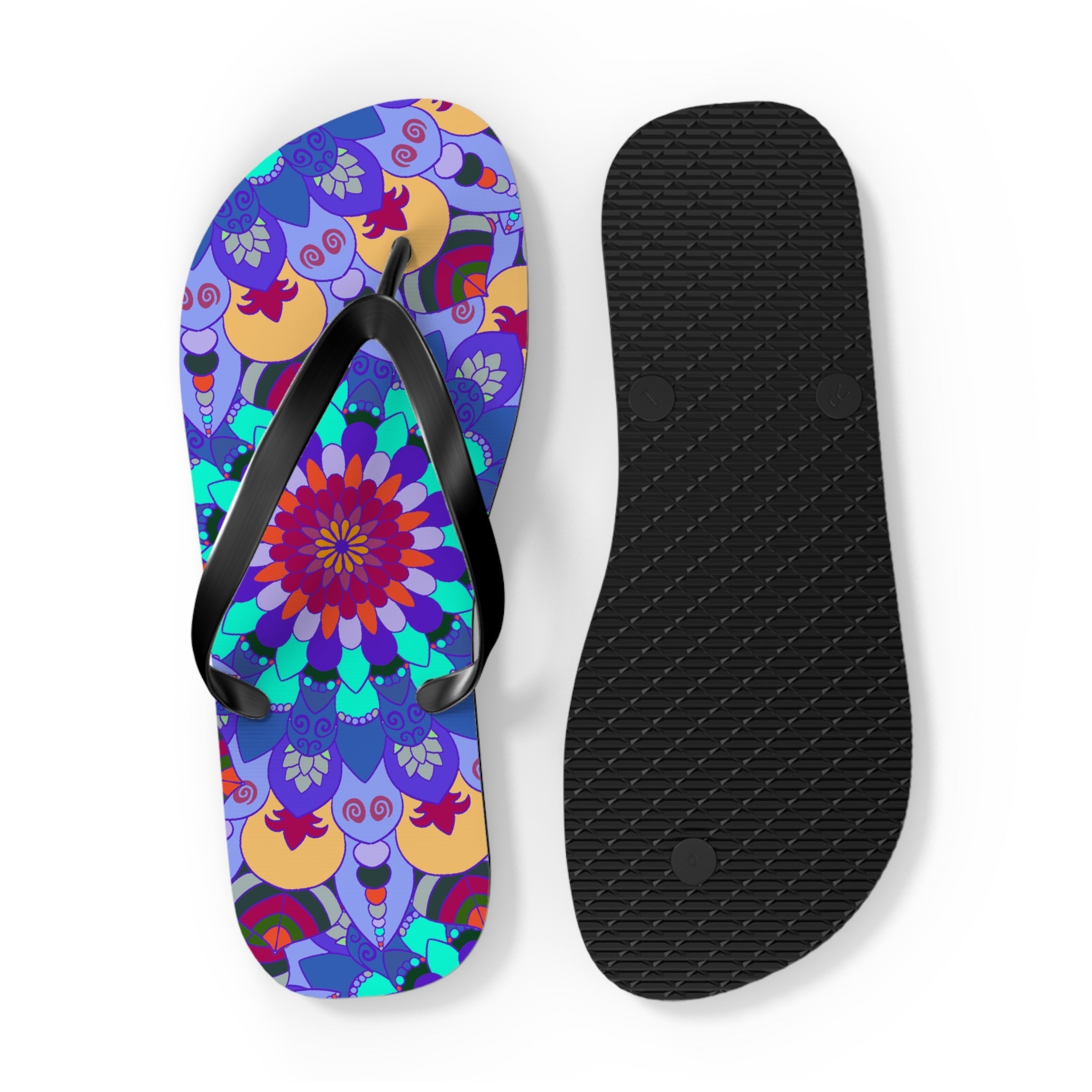 Colorful Mandala Flip Flops - Bohemian Beach Style Shoes - Blululi