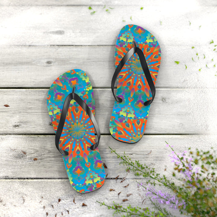 Colorful Mandala Flip Flops - Bohemian Beach Style Shoes - Blululi