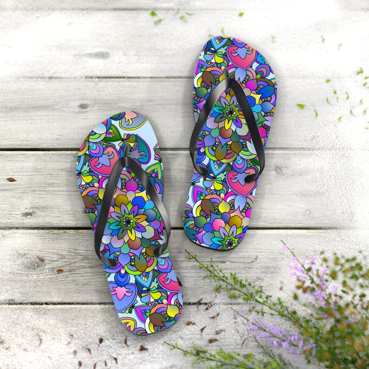 Colorful Mandala Flip Flops - Bohemian Beach Vibes Shoes - Blululi