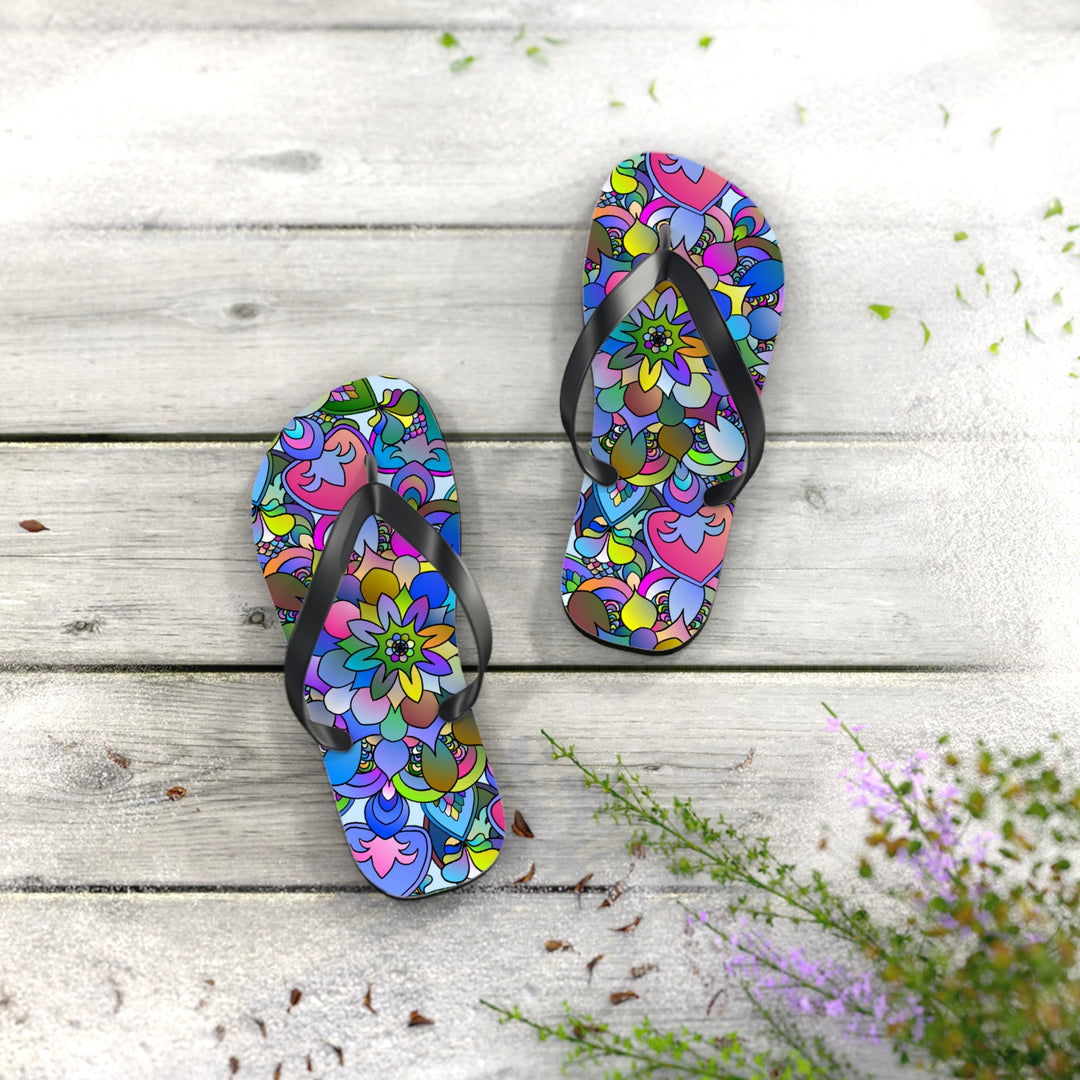 Colorful Mandala Flip Flops - Bohemian Beach Vibes Shoes - Blululi