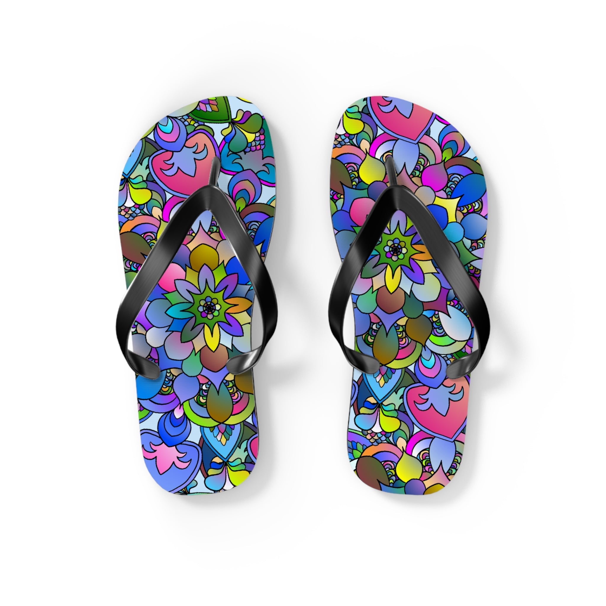 Colorful Mandala Flip Flops - Bohemian Beach Vibes Shoes - Blululi