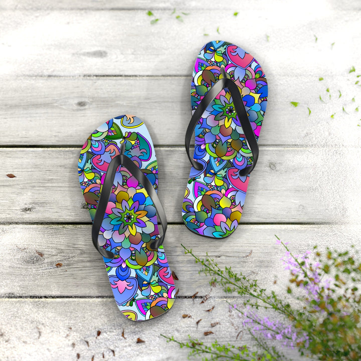 Colorful Mandala Flip Flops - Bohemian Beach Vibes Shoes - Blululi