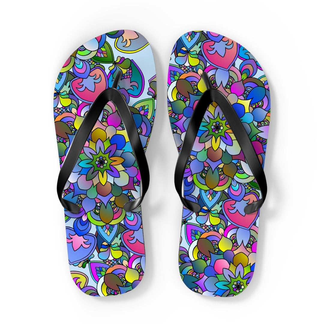 Colorful Mandala Flip Flops - Bohemian Beach Vibes Shoes - Blululi