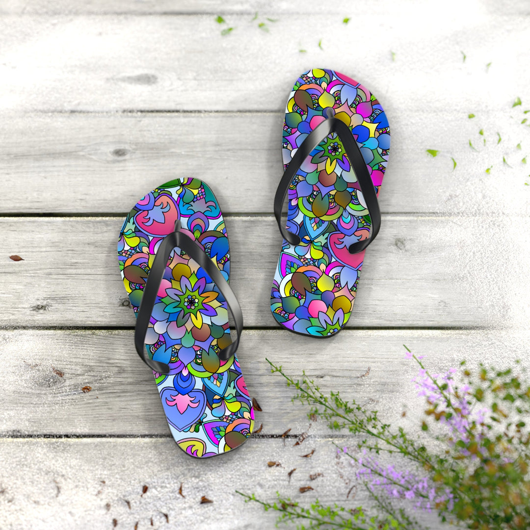 Colorful Mandala Flip Flops - Bohemian Beach Vibes Shoes - Blululi