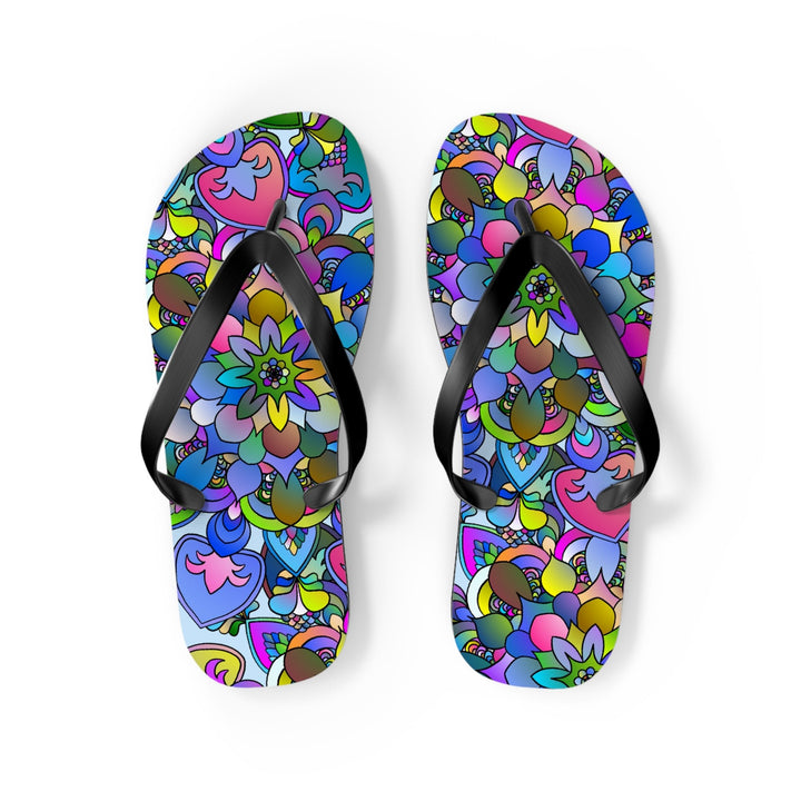 Colorful Mandala Flip Flops - Bohemian Beach Vibes Shoes - Blululi