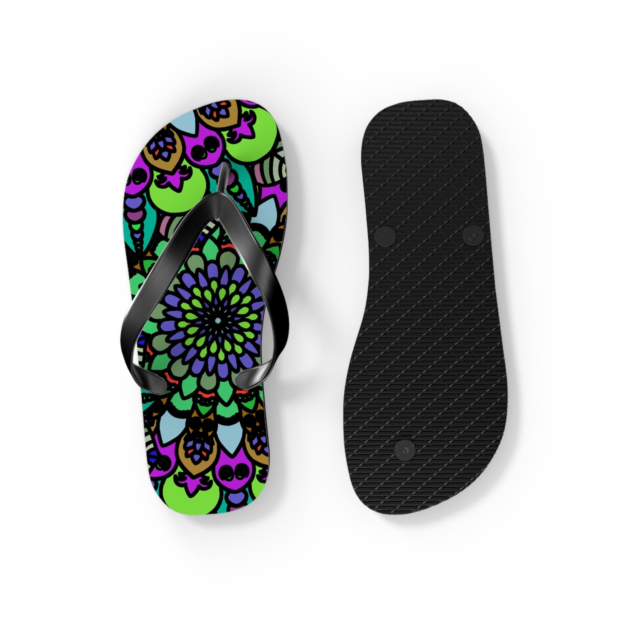 Colorful Mandala Flip Flops - Bohemian Summer Style Shoes - Blululi
