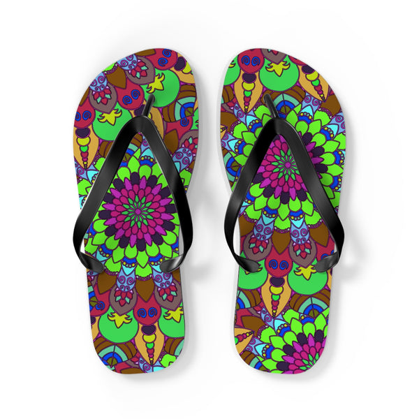 Colorful Mandala Flip Flops - Bohemian Summer Style Shoes - Blululi