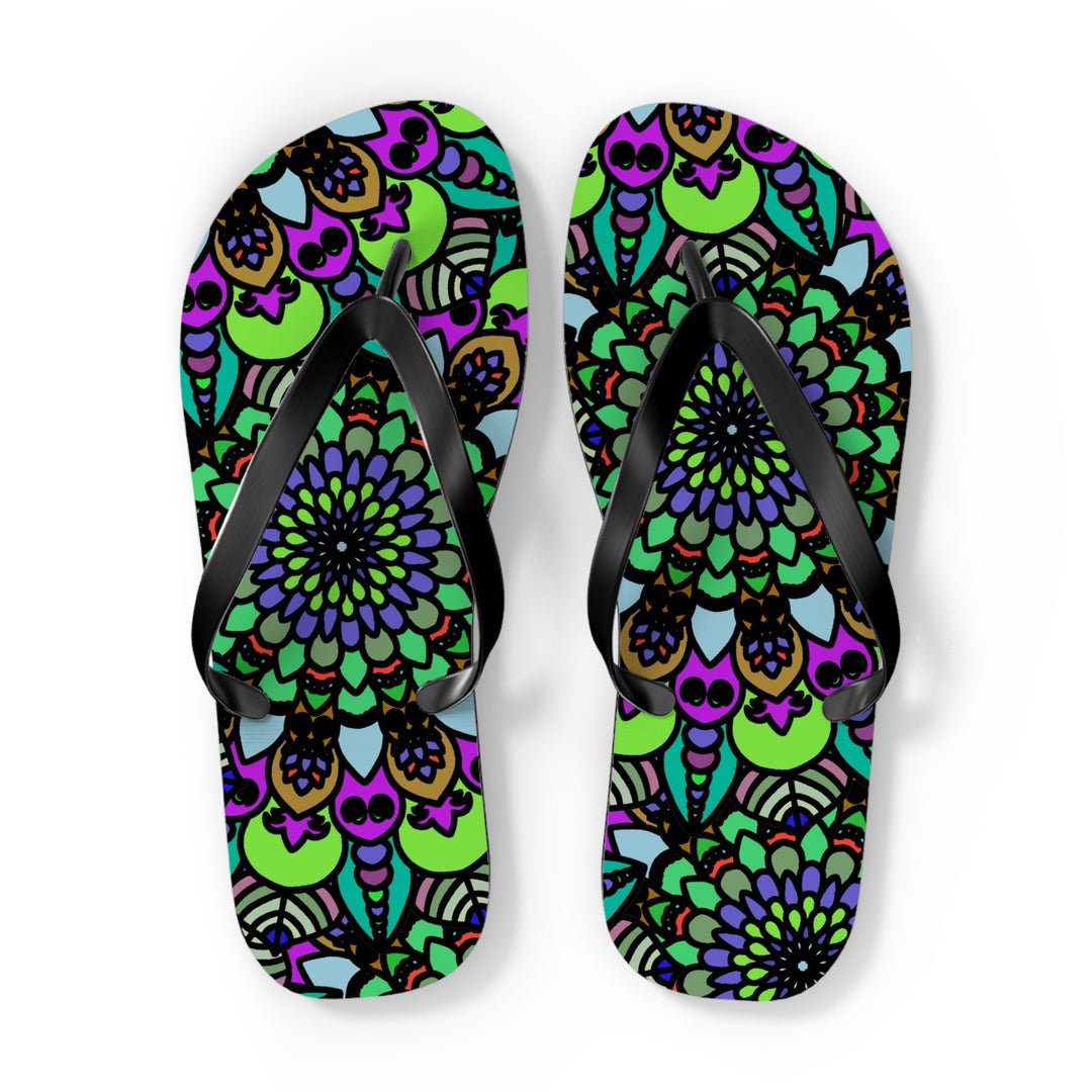 Colorful Mandala Flip Flops - Bohemian Summer Style Shoes - Blululi