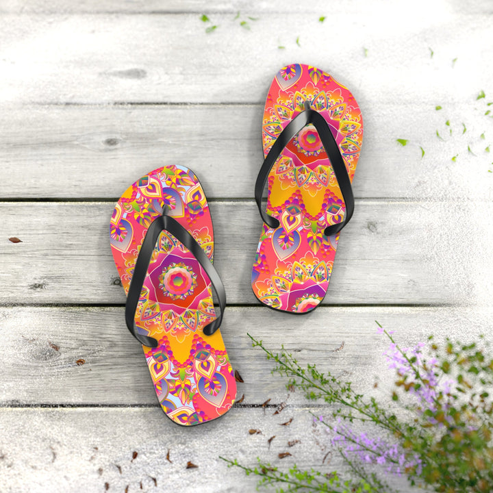 Colorful Mandala Flip Flops - Bohemian Summer Style Shoes - Blululi