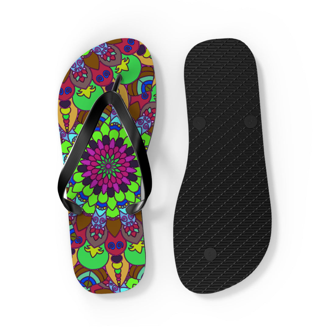 Colorful Mandala Flip Flops - Bohemian Summer Style Shoes - Blululi