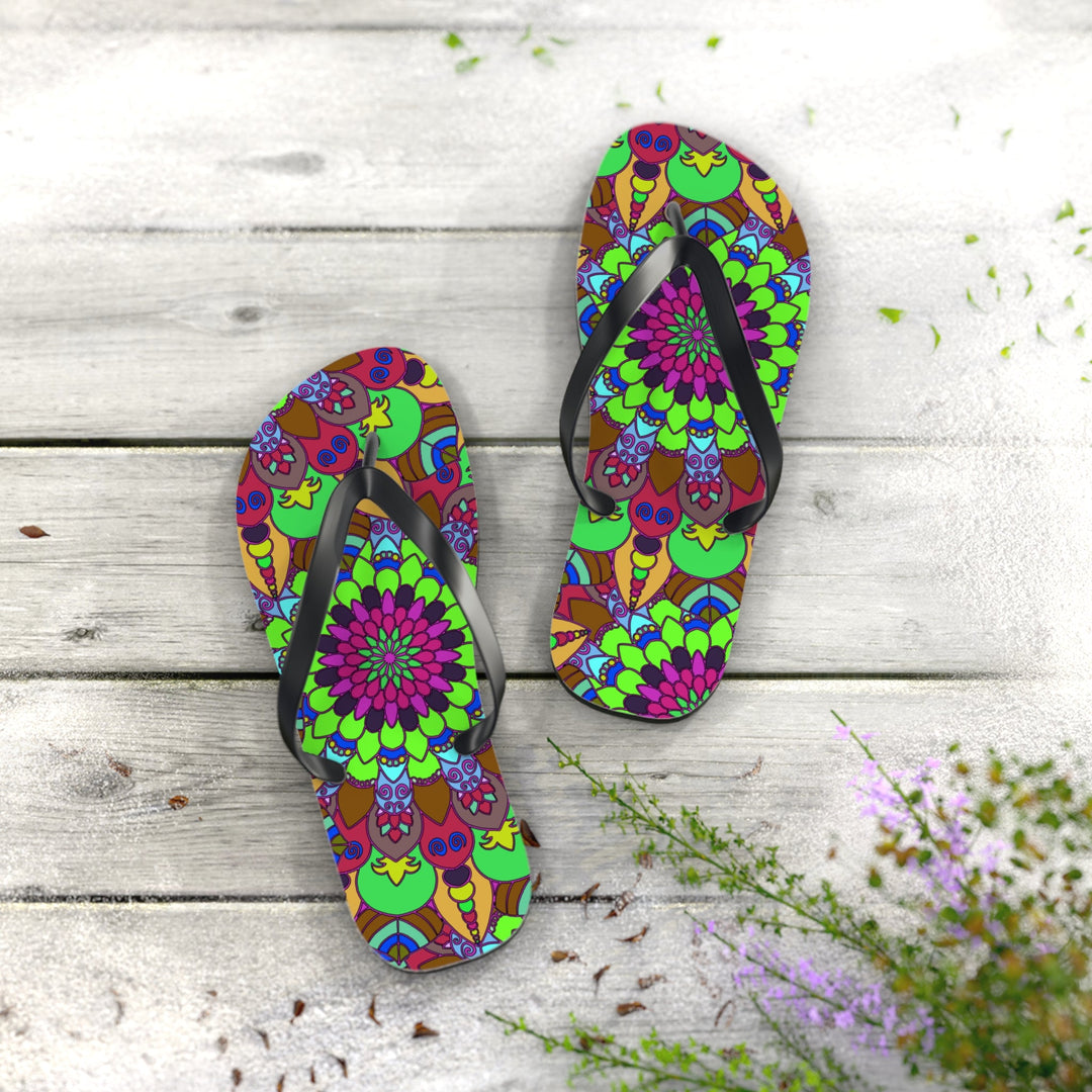 Colorful Mandala Flip Flops - Bohemian Summer Style Shoes - Blululi