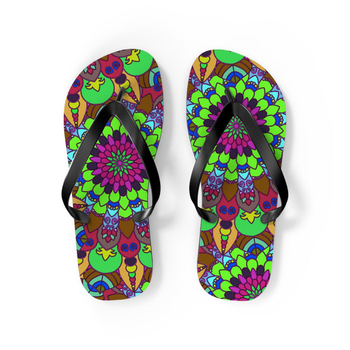 Colorful Mandala Flip Flops - Bohemian Summer Style Shoes - Blululi