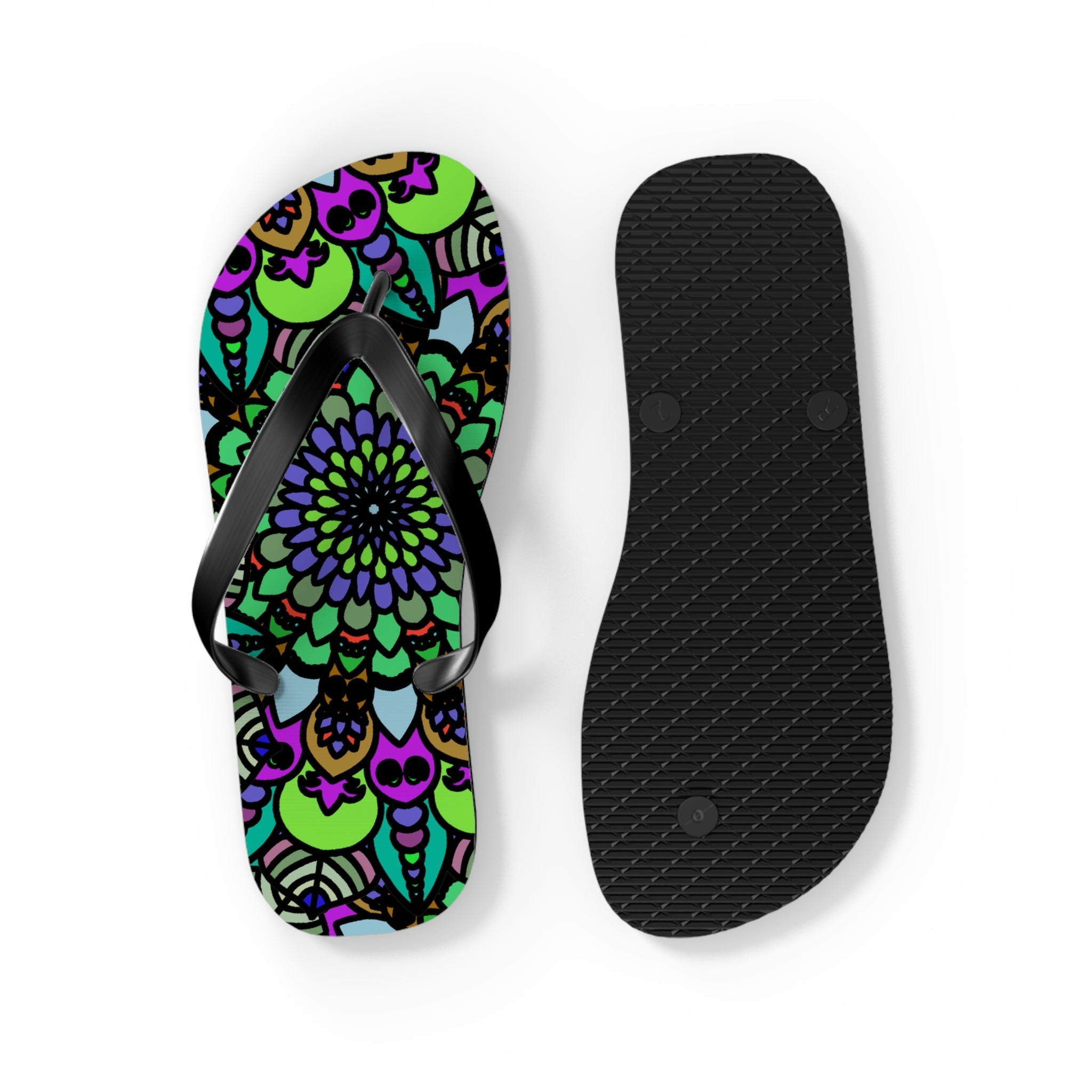 Colorful Mandala Flip Flops - Bohemian Summer Style Shoes - Blululi