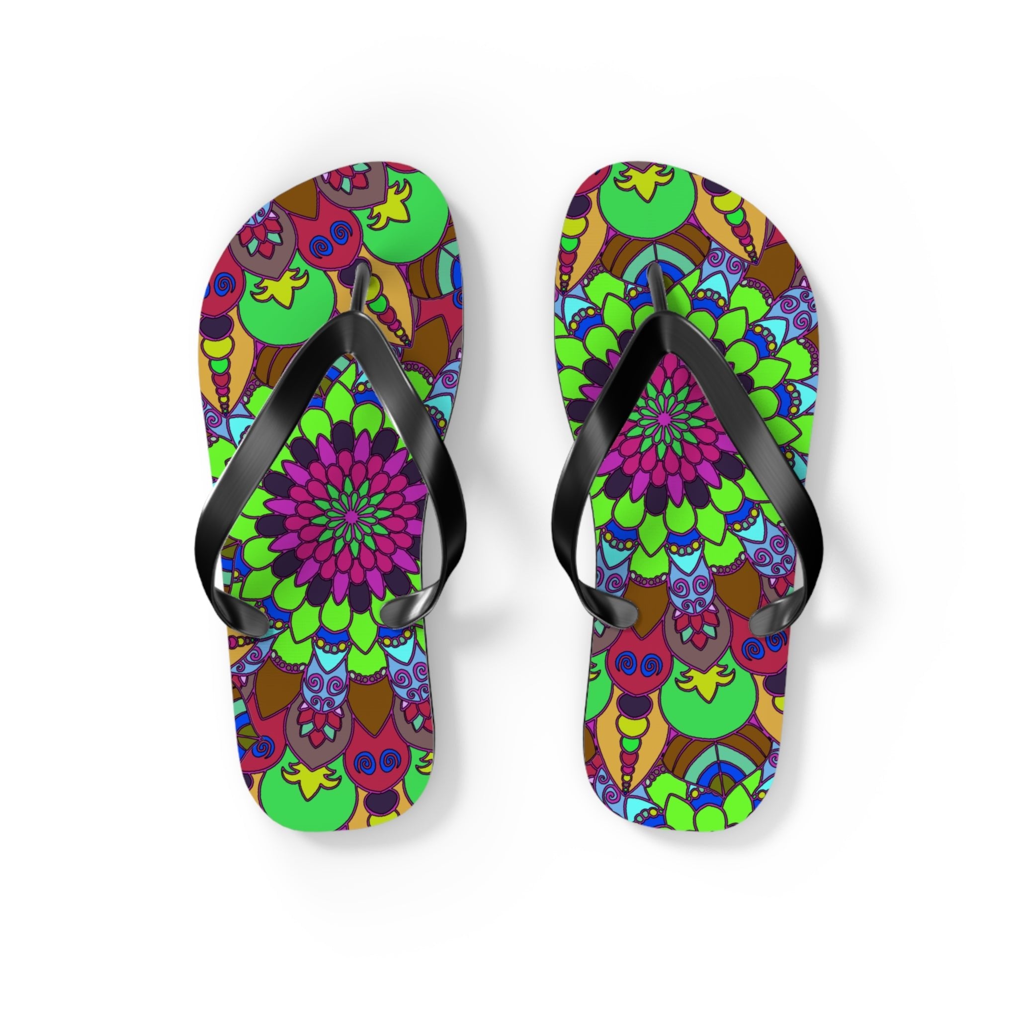 Colorful Mandala Flip Flops - Bohemian Summer Style Shoes - Blululi